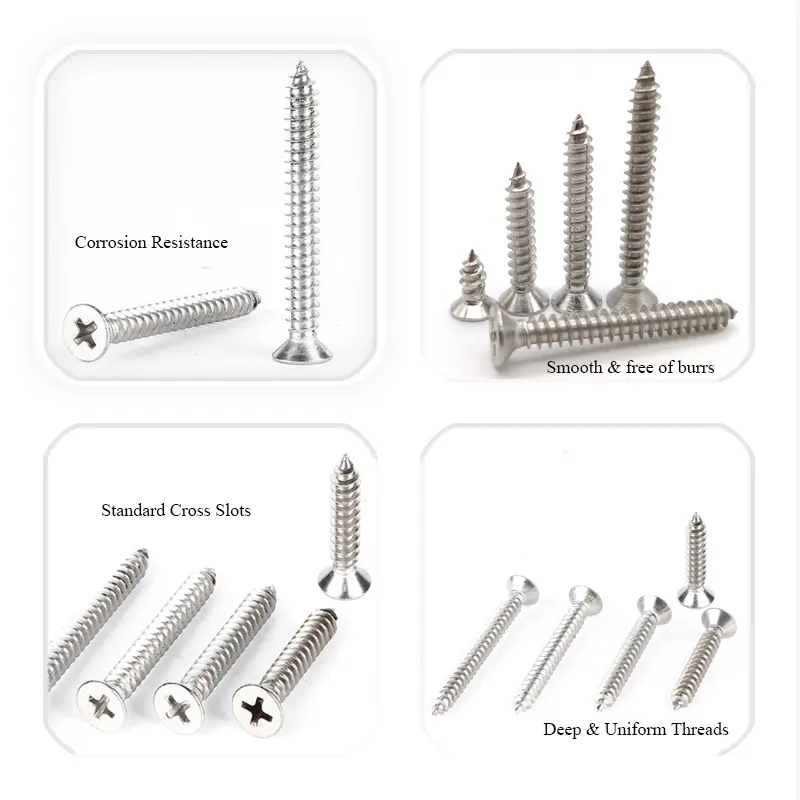 304 SS Cross Recessed Self-Tapping Screws featureysc